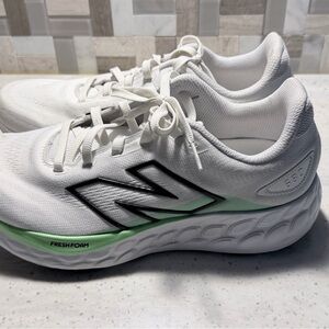 New Balance 680 White and Mint Green Fresh Foam Sneakers